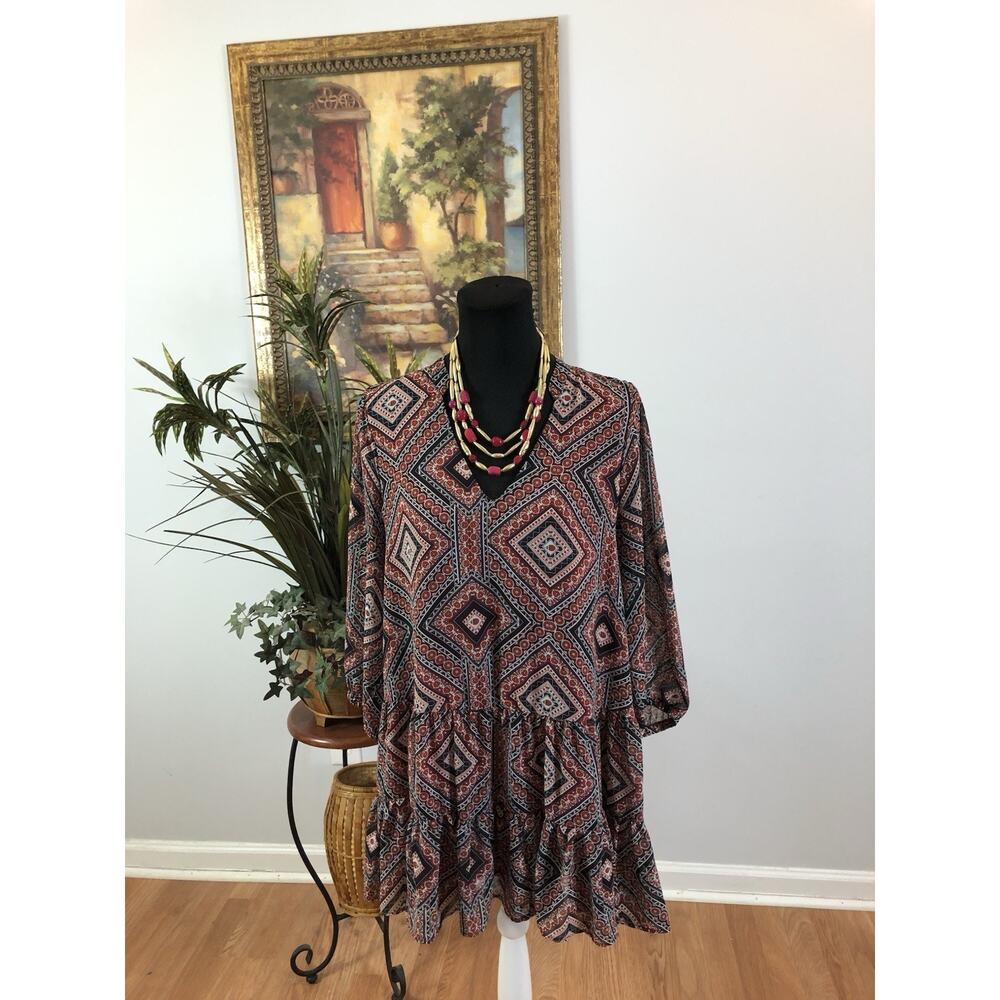 Mellóday women Tunic Blouse Large 3/4 Balloon Sleeves Pullover Lagenlook Boho